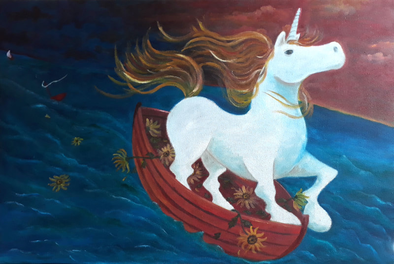 Oil on Canvas by Filipino Artist Jill Arwen Posadas entitled Lifeboat