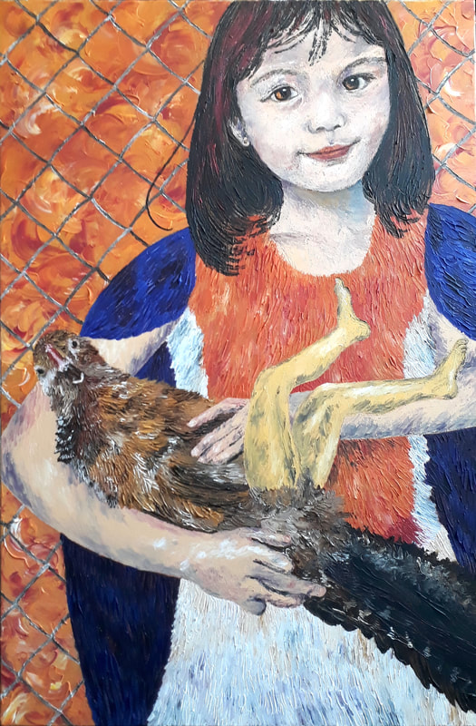 Acrylic on Canvas by Filipino Artist Jill Arwen Posadas entitled Fruit Dove and Friend