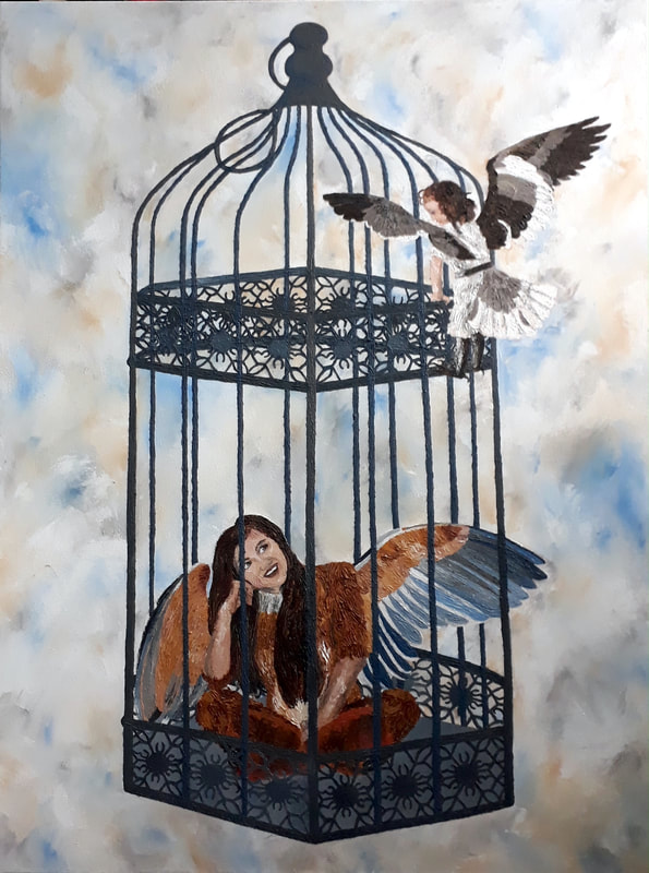 Acrylic on Canvas by Filipino Artist Jill Arwen Posadas entitled Visiting Day