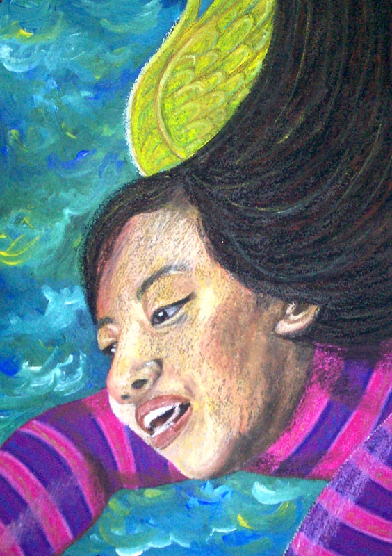 Acrylic and Oil Pastel on Paper by Filipino Artist Jill Arwen Posadas entitled Reveller Guardian