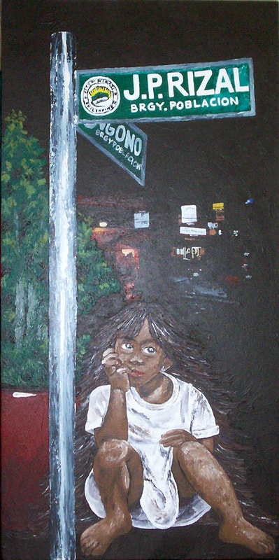 Acrylic on Canvas by Filipino Artist Jill Arwen Posadas entitled Street Sign