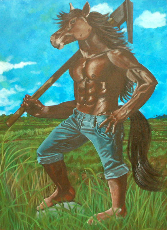 Acrylic on Canvas by Filipino Artist Jill Arwen Posadas entitled Stud Farm
